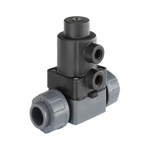  气动操作的二位二通隔膜阀，带有塑料外壳